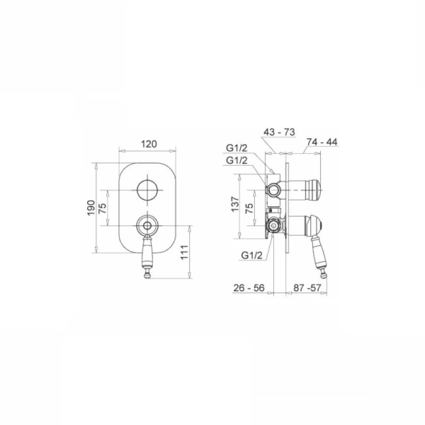 Смеситель для душа Migliore Oxford 191 4-х позиционный (детальная фотография), для душа