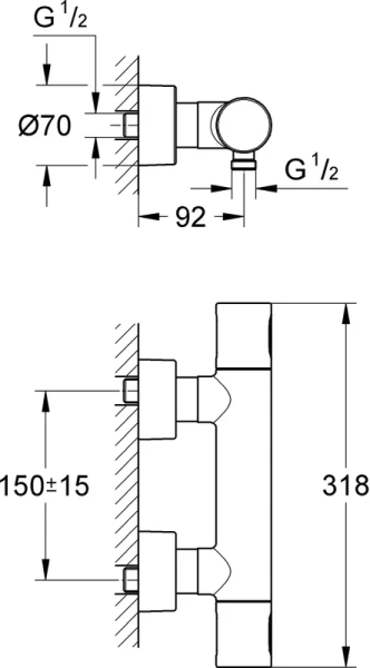 Смеситель для душа термостатический Grohe Grohtherm 3000 Cosmopolitan 34274000 (детальная фотография), настенные index_1