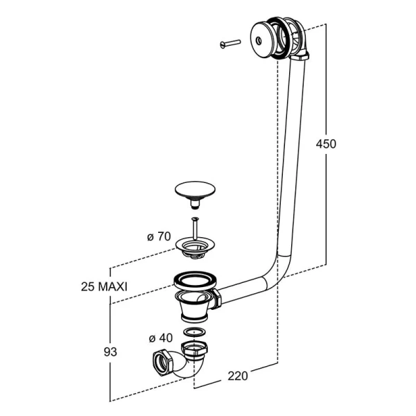 Слив-перелив Jacob Delafon глянцевое золото E7807-BGG (детальная фотография), автомат, клик-клак