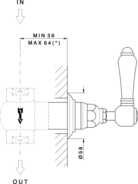 Переключающий вентиль, наружняя часть, хром, Nicolazzi Termostatico 4912CR78 (детальная фотография), нет в наличии