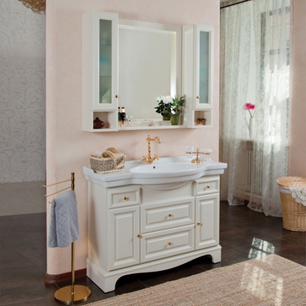 Шкаф для ванной, петли справа, цвет слоновая кость матовый, фурнитура золото, La Beaute Michel SMI24AVO.Dx.O.OR (детальная фотография) index_1