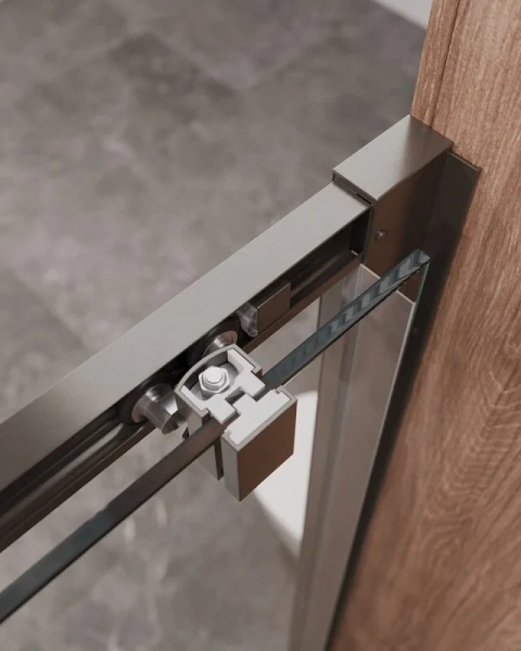 Душевая дверь в нишу Cezares Molveno 120 см стекло прозрачное профиль оружейная сталь MOLVENO-BF-1-120-C-GM-IV (детальная фотография), раздвижные