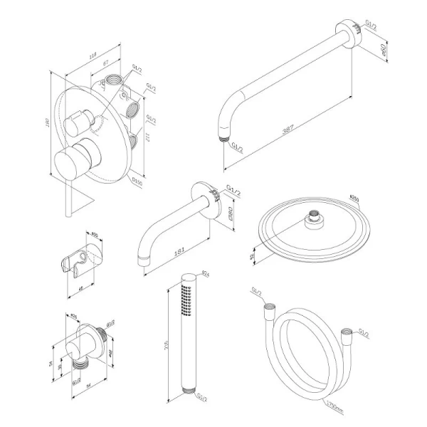 Душевой комплект Damixa Scandinavian Pure хром 936510000 (детальная фотография), душевые комплекты, наборы