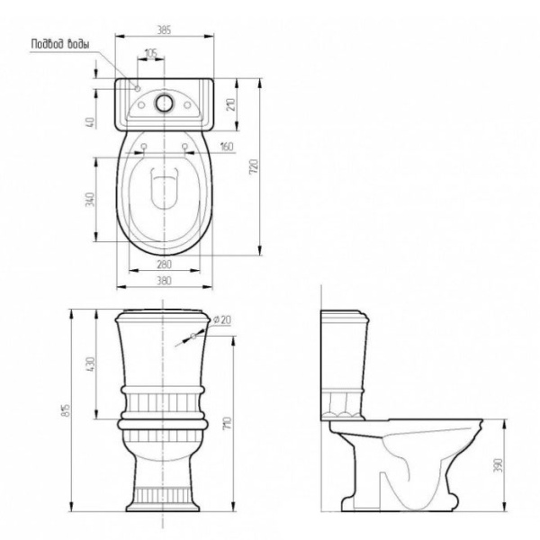Унитаз декорированный, выпуск в пол, Migliore Gianeta 20948 (детальная фотография), напольные