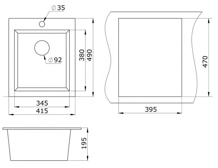 Мойка для кухни Paulmark Leer 42 см серая PM104249-GR (детальная фотография), врезные