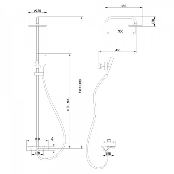 Душевая стойка Abber Thermostat никель AF8516NGL (детальная фотография), современные, hi-tech