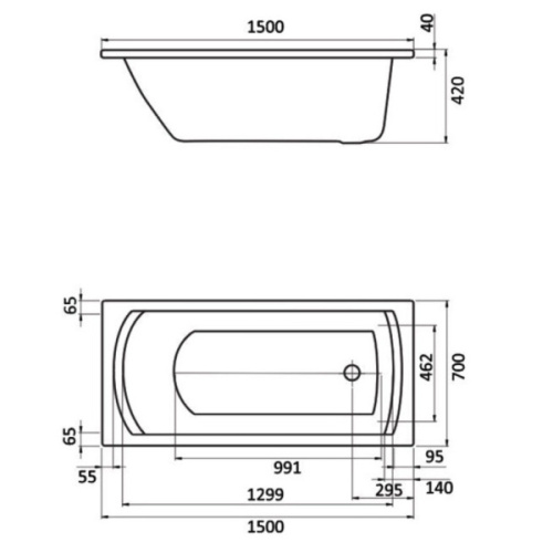 Ванна акриловая Santek Монако 150х70 см пристенная 1WH111976 (детальная фотография), 150x70 см