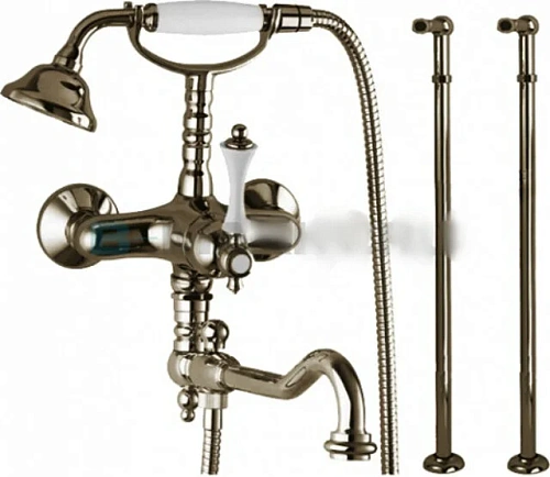 Смеситель для ванны Cezares Margot бронза, ручка белая - фото 3