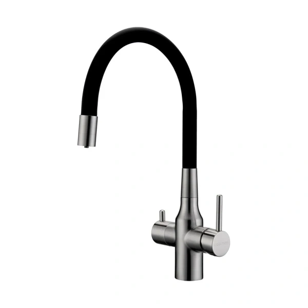 Смеситель для кухни Paulmark Salix никель/черный Sa213419-NI (детальная фотография)