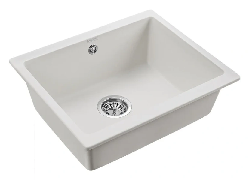 Мойка для кухни Paulmark Gera 55 см белая PM205546-WH (детальная фотография), кварц