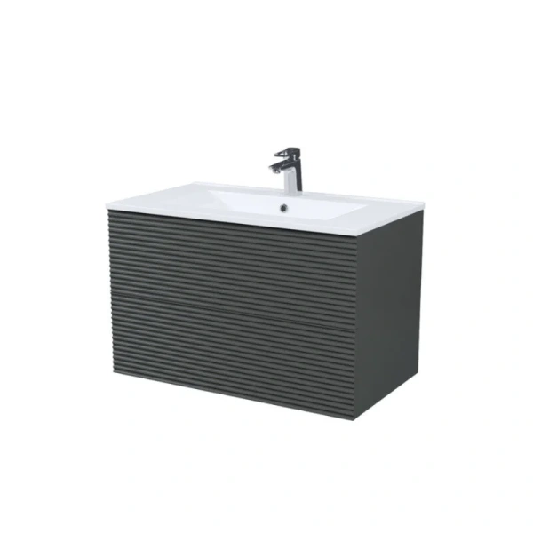 Тумба с раковиной подвесная IDDIS Bild 80 см темно-серая BIL80G0i95K (детальная фотография), 80 см