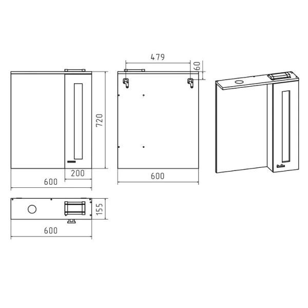 Зеркальный шкаф с подсветкой Misty Урал Э-Ура-04060-021 60 см ЛДСП (детальная фотография), современные, hi-tech