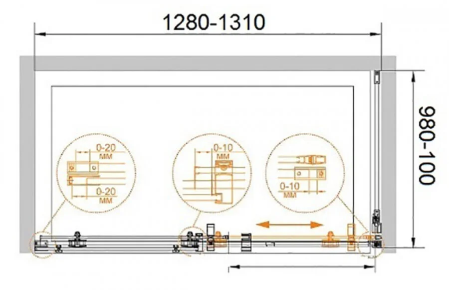 Душевой уголок Cezares Stylus M 130х100 см профиль хром STYLUS-O-M-AH-1-130/100-C-Cr (детальная фотография), прямоугольные