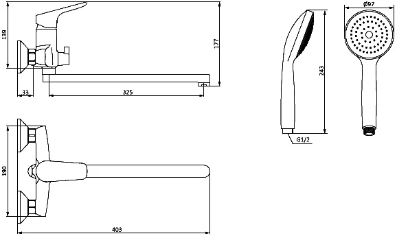 Смеситель универсальный RedBlu by Damixa Origin Bit 779500000 (детальная фотография), хром