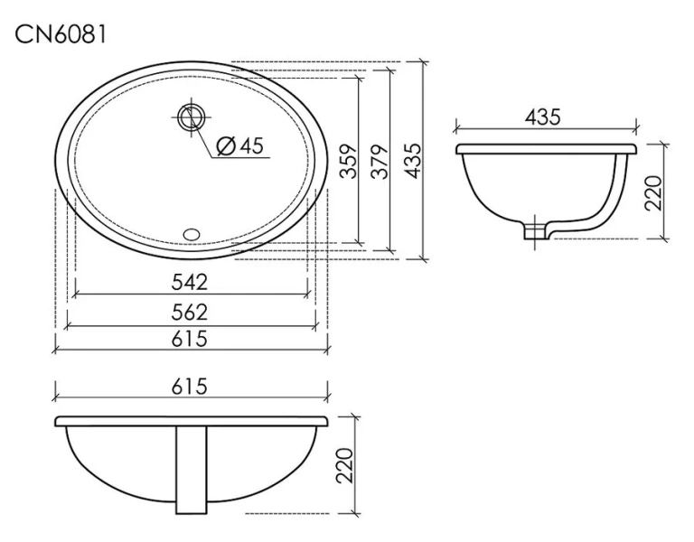 Раковина Ceramica Nova Era 61.5 см встраиваемая CN6081 (детальная фотография), современные, hi-tech