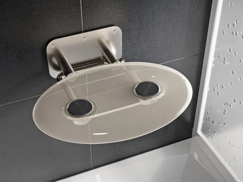 Сиденье для душа Ravak OVO прозрачное/нержавеющая сталь B8F0000048 (детальная фотография), нет в наличии