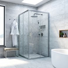 Душевой уголок профиль матовый хром стекло прозрачное Vegas-glass