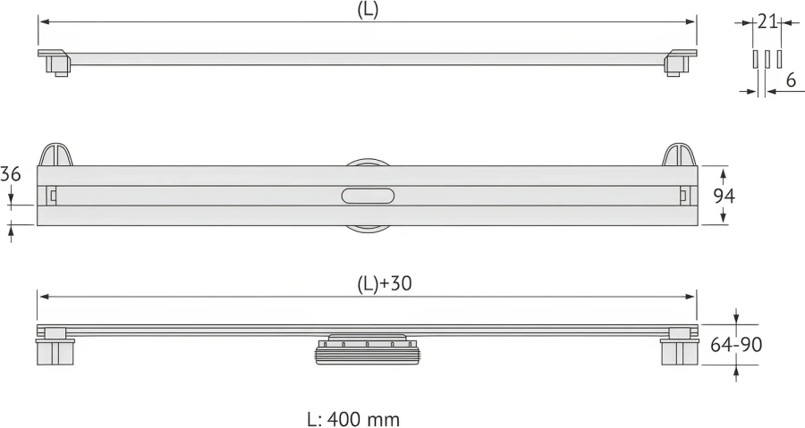 Душевой лоток BERGES Super Slim 40 см вертикальный выпуск (детальная фотография), хром, матовый хром index_1