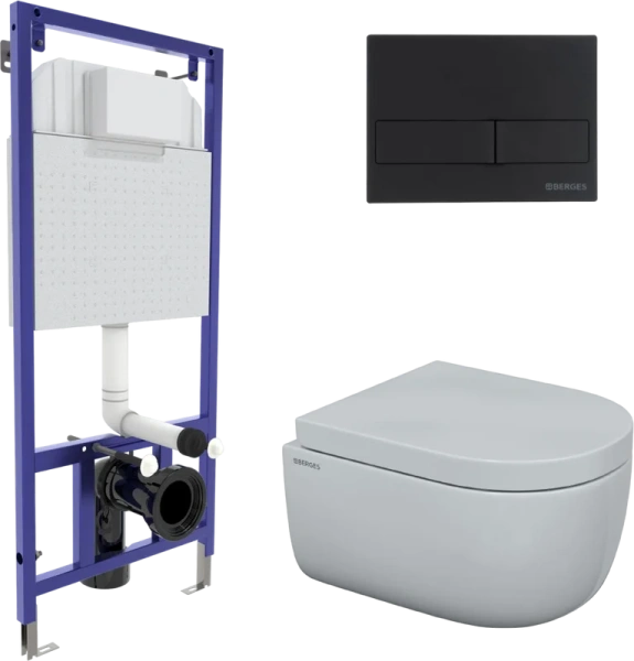 Унитаз с инсталляцией BERGES Ego кнопка черная 043232 (детальная фотография)