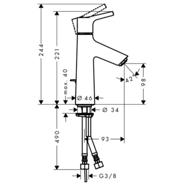 Смеситель для раковины Hansgrohe Talis S хром 72020000 (детальная фотография), для раковины