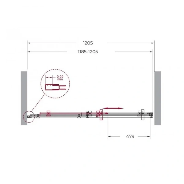 Душевая дверь BelBagno Marino 120 см профиль хром MARINO-BF-1-120-C-Cr (детальная фотография), современные, hi-tech