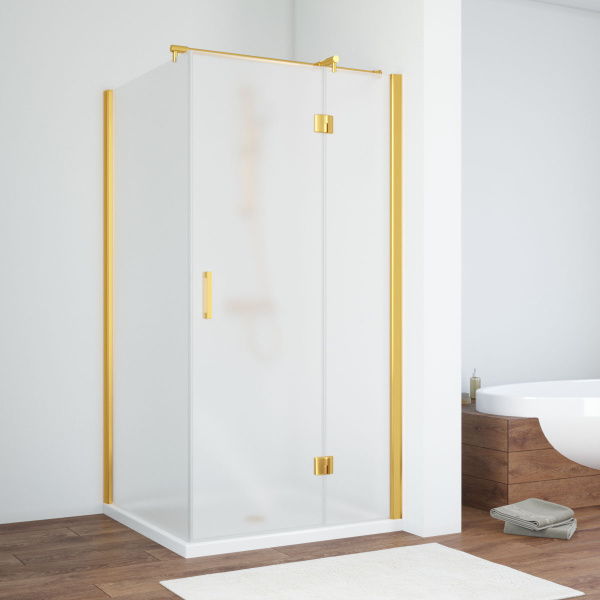 Душевой уголок профиль золотой стекло сатин Vegas-glass AFP-Fis TUR NOVO 120*80 09 10 R (детальная фотография)