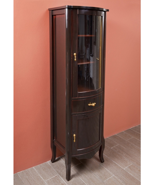 Шкаф-пенал, петли справа, цвет тёмное дерево глянец, фурнитура золото, La Beaute Nora CNO.Dx.MOK.OR (детальная фотография)