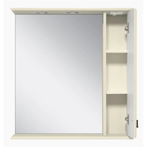Зеркальный шкаф с подсветкой Misty Лувр 85 см слоновая кость правый П-Лвр03085-1014П (детальная фотография), бежевые