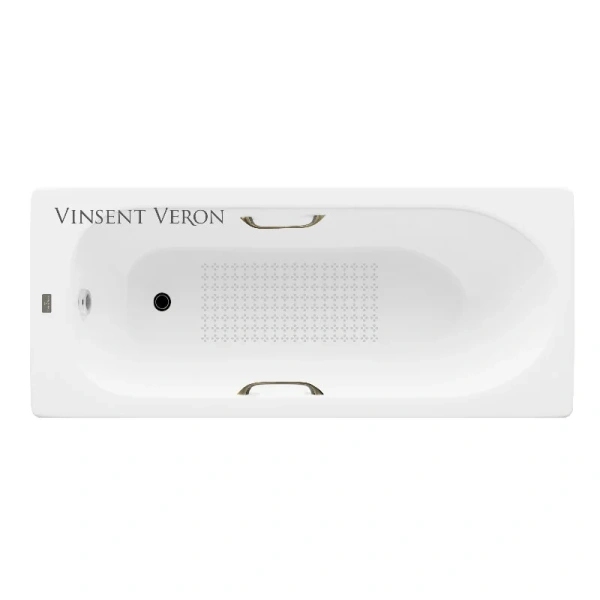 Чугунная ванна Vinsent Veron Soissons VCN1707042H/VH0012BR-AS, 170 x 70 см, с антискользящим покрытием, ручки бронза, цвет белый (детальная фотография)