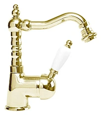 Смеситель для биде Cezares Elite золото 24 карат ручка белая