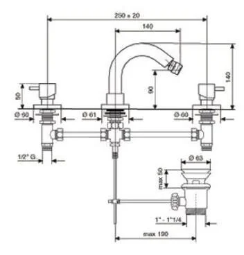 Смеситель для биде Emmevi Piper 45034 45034/CR (детальная фотография), для биде