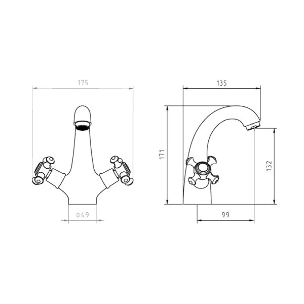 Смеситель для раковины Migliore Prestige 31 латунь (детальная фотография), для раковины