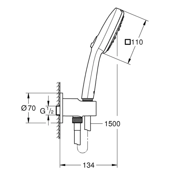 Душевой комплект Grohe Tempesta черный 269102433 (детальная фотография), душевые комплекты, наборы