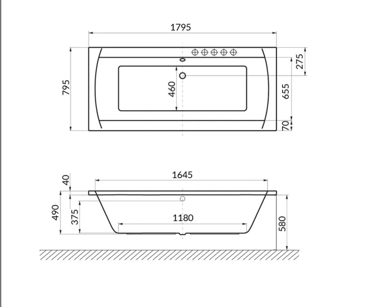Ванна акриловая Excellent Aquaria Lux 180 x 80 см, WAEX.AQU180WH WAEX.AQU18WH (детальная фотография), 180x80 см