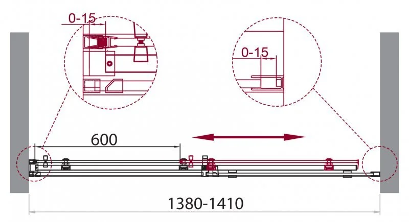 Душевая дверь в нишу Belbagno Acqua 140 см профиль черный стекло прозрачное ACQUA-BF-1-140-C-NERO (детальная фотография), современные, hi-tech