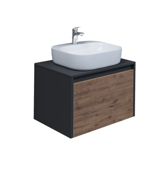 Тумба под раковину подвесная Grossman Смарт 60 см веллигтон/графит 106009 (детальная фотография), современная, hi-tech