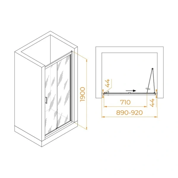 Душевая дверь в нишу RGW Passage PA-21 06082109-1 90 см складная (детальная фотография), современные, hi-tech