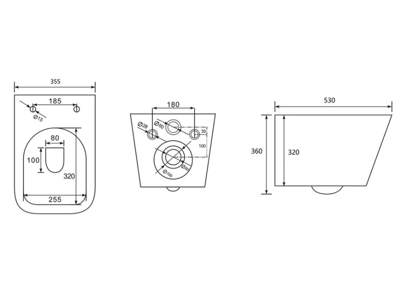 Унитаз подвесной Abber Rechteck AC1201 безободковый (детальная фотография), подвесные, встраиваемые