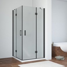 Душевой уголок профиль черный матовый стекло сатин Vegas-glass