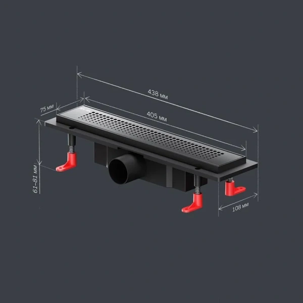 Душевой лоток Am.Pm PrimeFlow 40 см черный матовый W02SC-P11-040-01BM (детальная фотография), для монтажа в пол