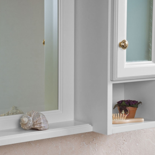 Шкаф для ванной, петли справа, цвет белый матовый, фурнитура золото, La Beaute Michel SMI24LBO.Dx.O.OR (детальная фотография), по запросу index_1