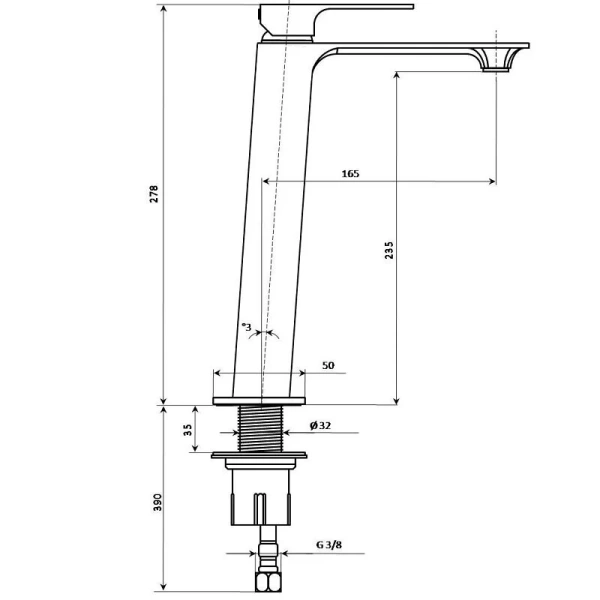 Смеситель для раковины Kerama Marazzi Fioretto хром V2CR205LLKM (детальная фотография), для раковины