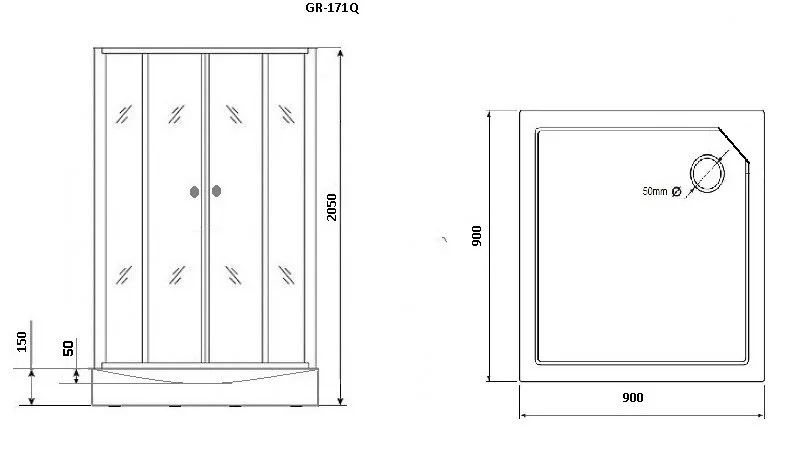 Душевая кабина Grossman Classic 90x90 см левосторонняя GR171QL (детальная фотография), квадратные