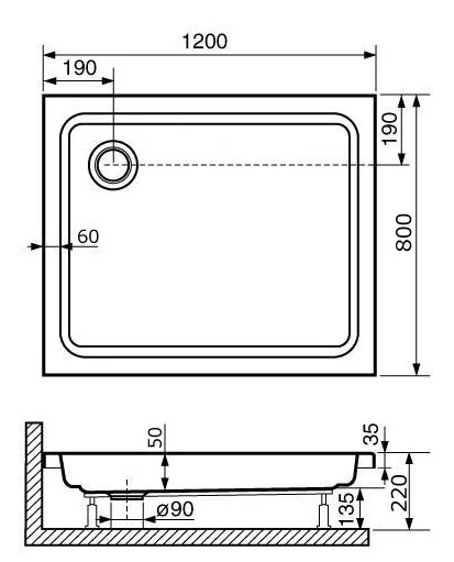 Душевой поддон RGW Acryl Style 120х80 см белый, акриловый 16180282-11 (детальная фотография), недорогие
