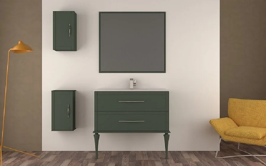 Тумба под раковину подвесная Cezares Tiffany 80 см verde opaco 55330 (детальная фотография), моноблок