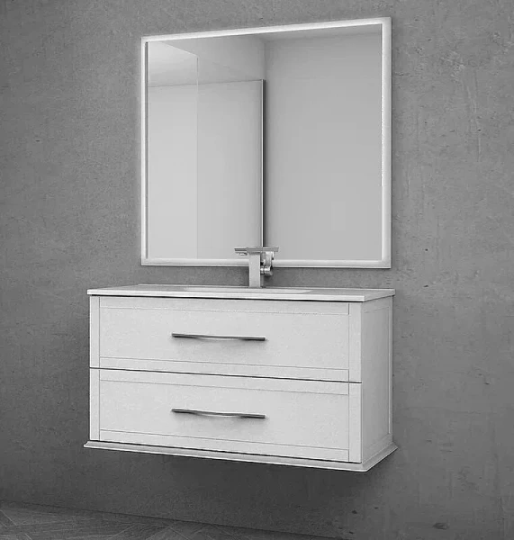 Тумба под раковину подвесная Cezares Tiffany 100 см Bianco Opaco 54951 (детальная фотография), подвесная, пристенная