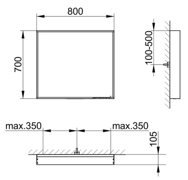 Зеркало с подсветкой Keuco Plan 80 см прямоугольное 33097302500 (детальная фотография), в наличии