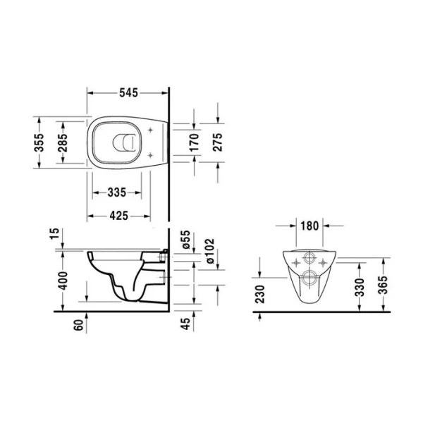 Унитаз подвесной Duravit D-Code белый 45350900A1 (детальная фотография), современные, hi-tech, прямоугольные