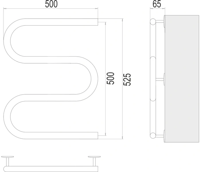 Полотенцесушитель электрический Terminus M-образный 500x500 нержавеющая сталь 4620768883910 (детальная фотография), современные, hi-tech