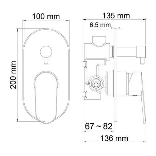 Смеситель для душа WasserKRAFT Donau хром 5341 (детальная фотография), современные, hi-tech